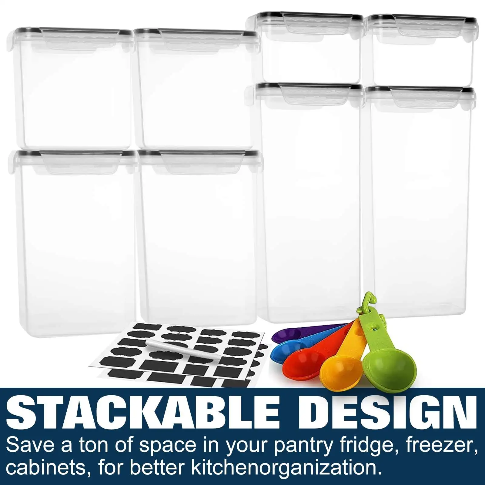 Kitchen 15 PCS storage container set fruit nuts flour oats bpa free food storage organizer bin with lid for dry