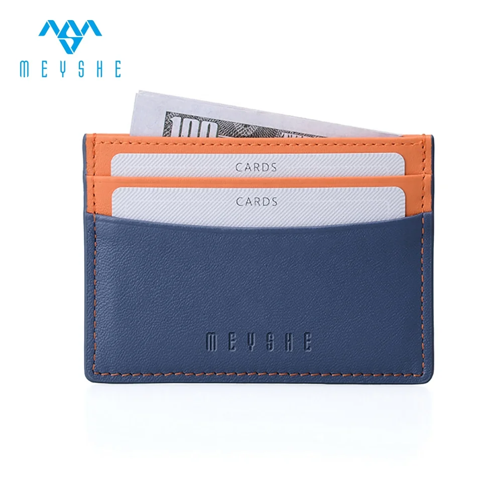 Wholesale Luxury Slim Credit Card Holder Custom Logo Soft Genuine Leather with RFID Blocking Factory Price