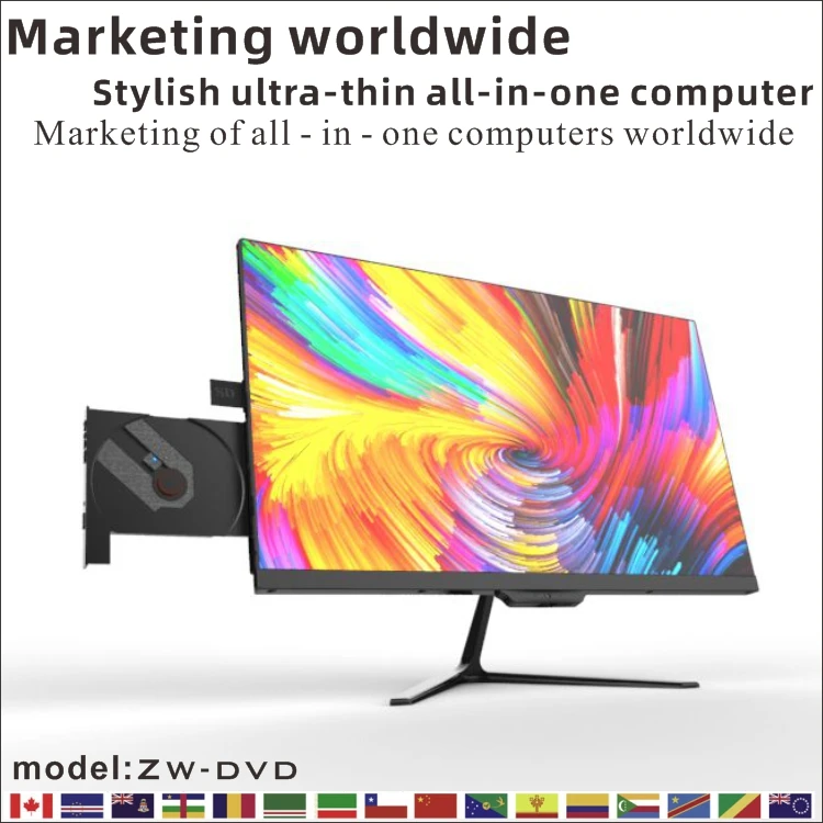 ZW-DVD 1920*1080p Frameless core i3 i5 i7 Monoblock all-in-one Pc Office Home desktop Computer Game console