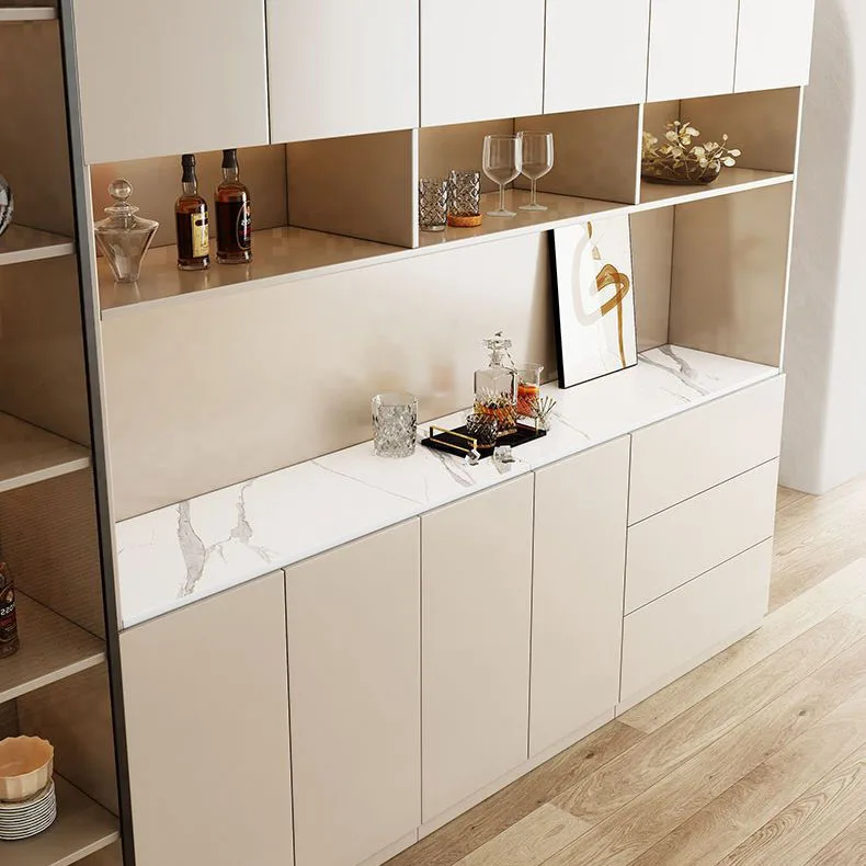 Entry Luxury Custom Modern Wooden Glass Door Wine Display Cabinet Metal Frame for Dinning Room