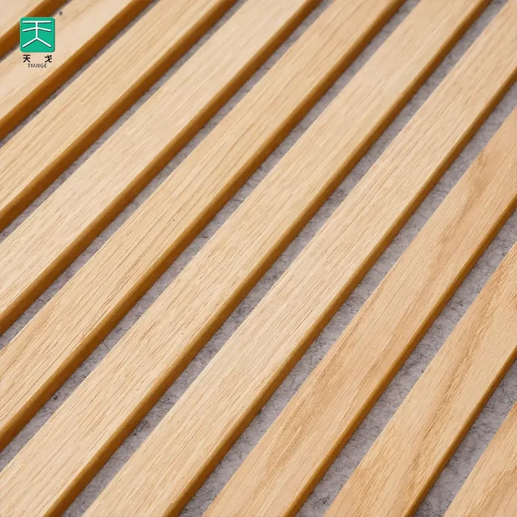 Tiange Mdf Wooden Polyester Acoustic Wall Natural Oak Soundproof Board Acoustical Slat Panel Sheets