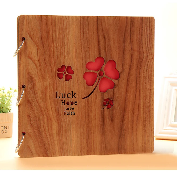 29*29cm Wood Craft Photo Album Square Scrapbook Make Wooden Photo Album Sexy Wood Carved Photo Album with 60 Pages