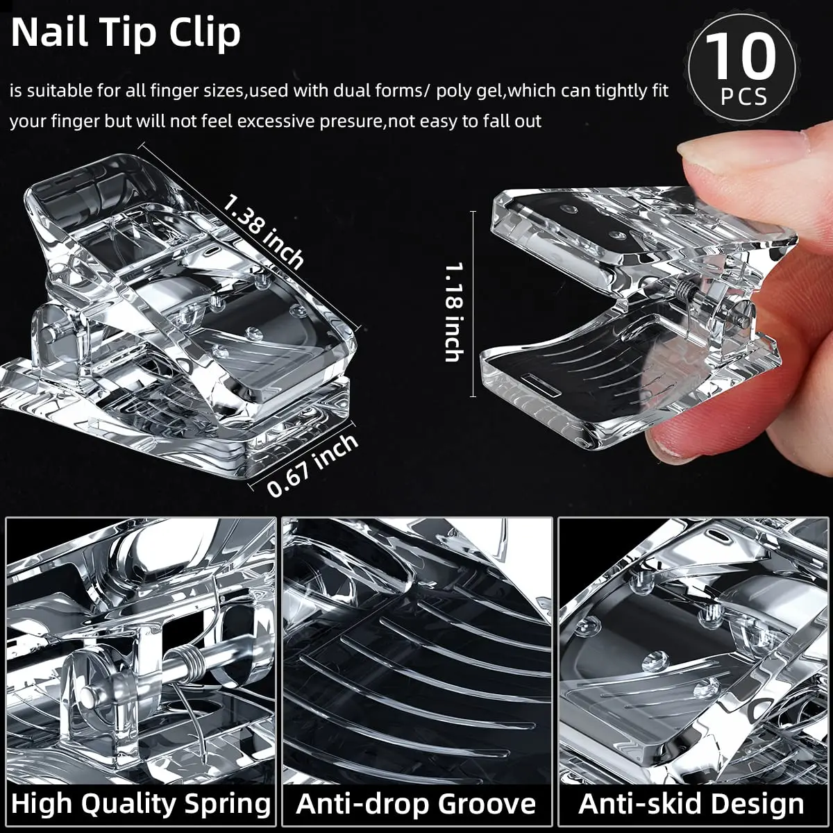 Poly Gel Quick Building Nail Tips Clip Plastic Transparent Finger Extension Builder Finger Extension Clip Nail Tips Clips DIY Ma