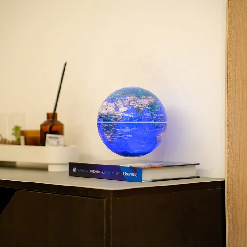 6 inch 14cm Magnetic Levitation  Rotating White and RGB Colors Changing  LED Illuminated World Map Floating Globe