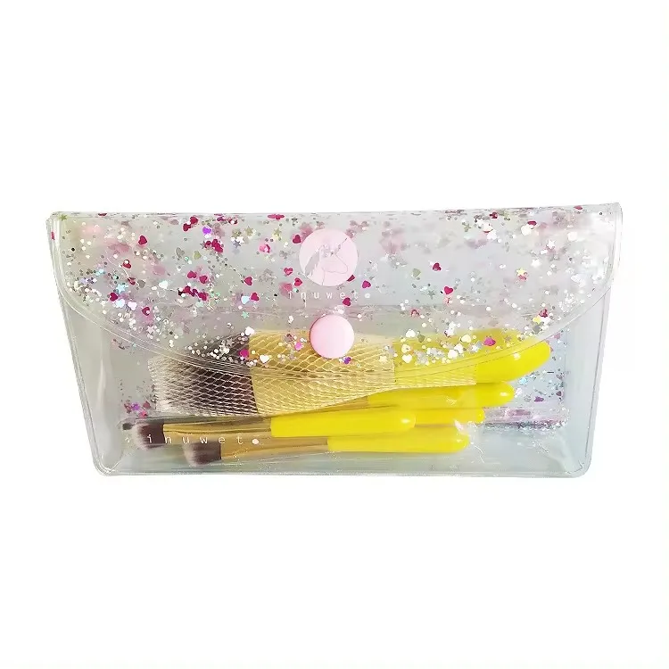 Custom LOGO laser wholesale Travel Packaging bags shinny  Zip lock Pouch Hologram PVC Plastic makeup bags for women cosmetic