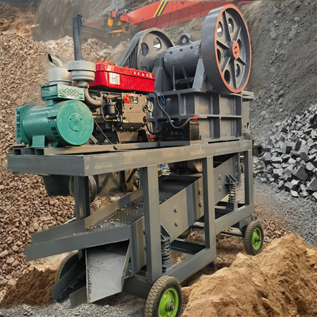 Small mobile jaw crusher diesel engine powered bottom in vibration screening African hot stone crusher