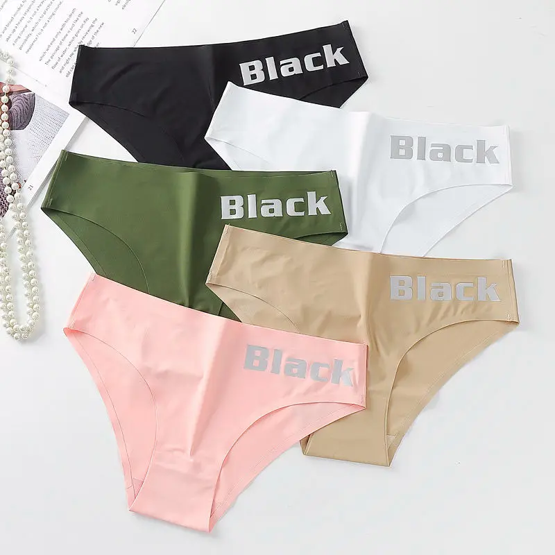 Custom logo Bikini Panty Ice Silk Seamless Underwear Custom Printed Women Seamless Panties
