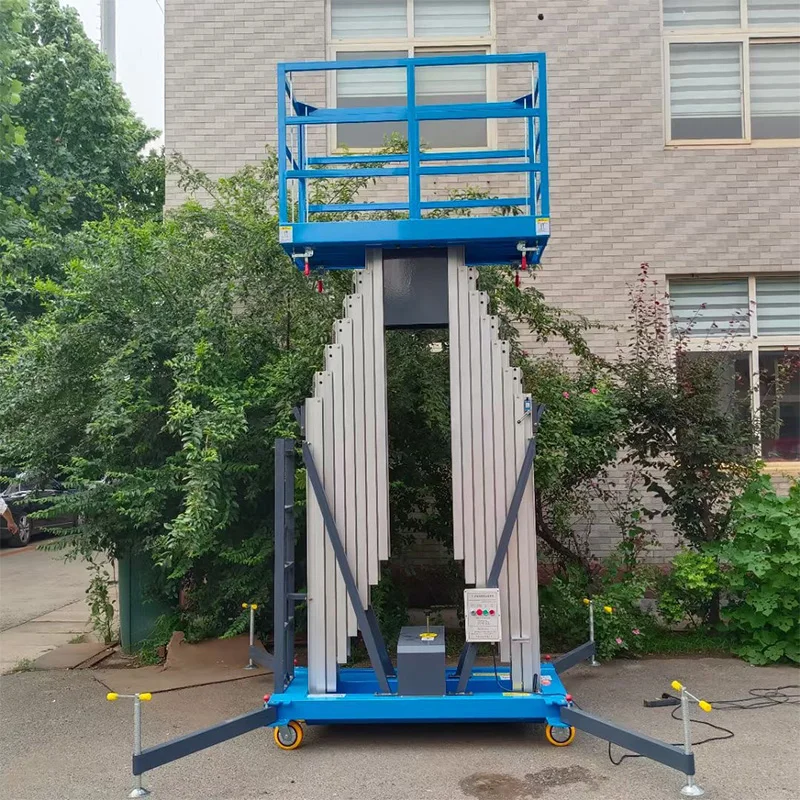 8m Dual Mast Electric Aluminum Ladder Lift automatic lifter for solar panel Install