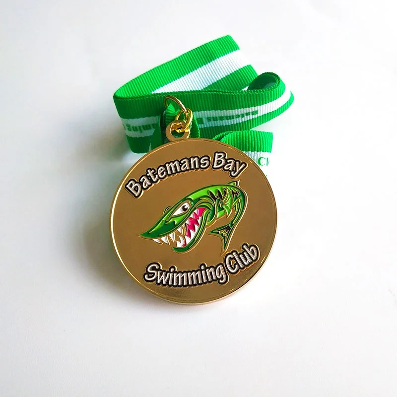
Wholesale cheap custom design metal soft enamel 3d swimming club souvenir medal 