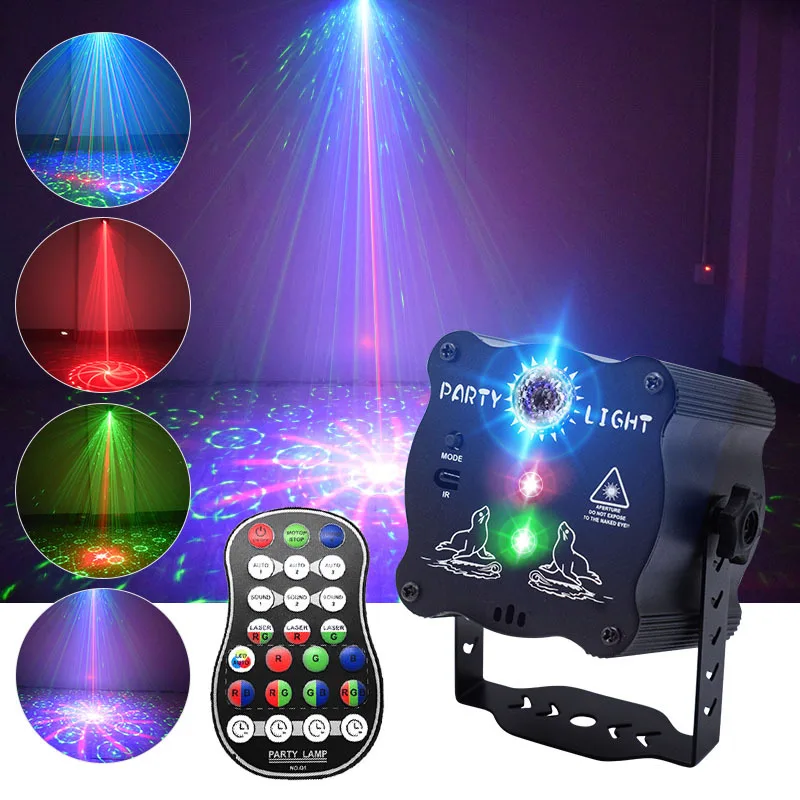New USB-powered stage light Voice controlled LED laser light RGBW Stroboscopic party stage light