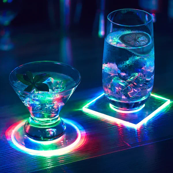 Light Up Coaster Night Club Party Supplies Custom Acrylic Flashing Led Coasters For Night Club