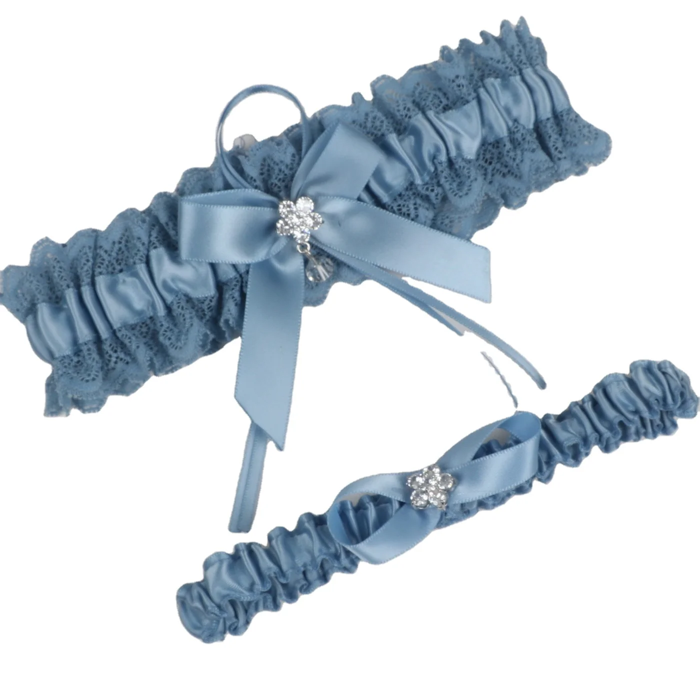 Vintage Wedding Garter Set With Blue Something Bride Wedding garters For Women