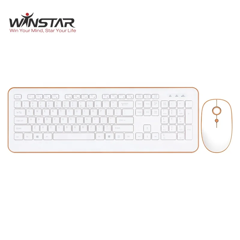 OEM Factory Многофункциональный эргономичный дизайн 2,4 ГГц USB Беспроводная Офисная Клавиатура и мышь шоколадного цвета комбо для дома