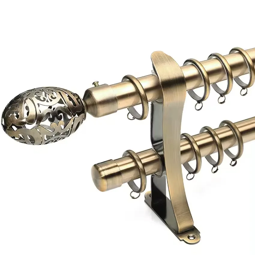 Africa Adjustable Shower Gold Black Metal Stainless Steel Extendable Double Single Curtain Rod Set For Windows