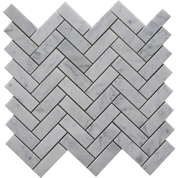 Colorize italian herringbone bianco mosaic Carrara white marble mosaic kitchen backsplash white gray marble mosaicfor floor wall