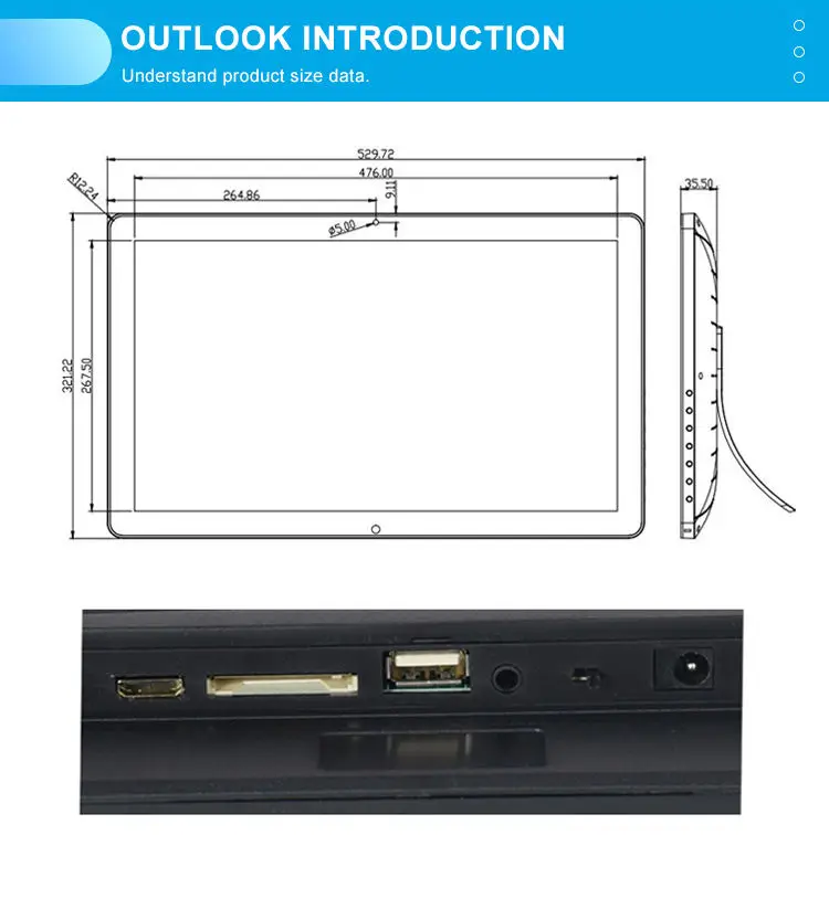 21 5 Дюймов поезд телевидения ТВ ЖК Ресторан шельфа реклама рамки доска с Тотем видео