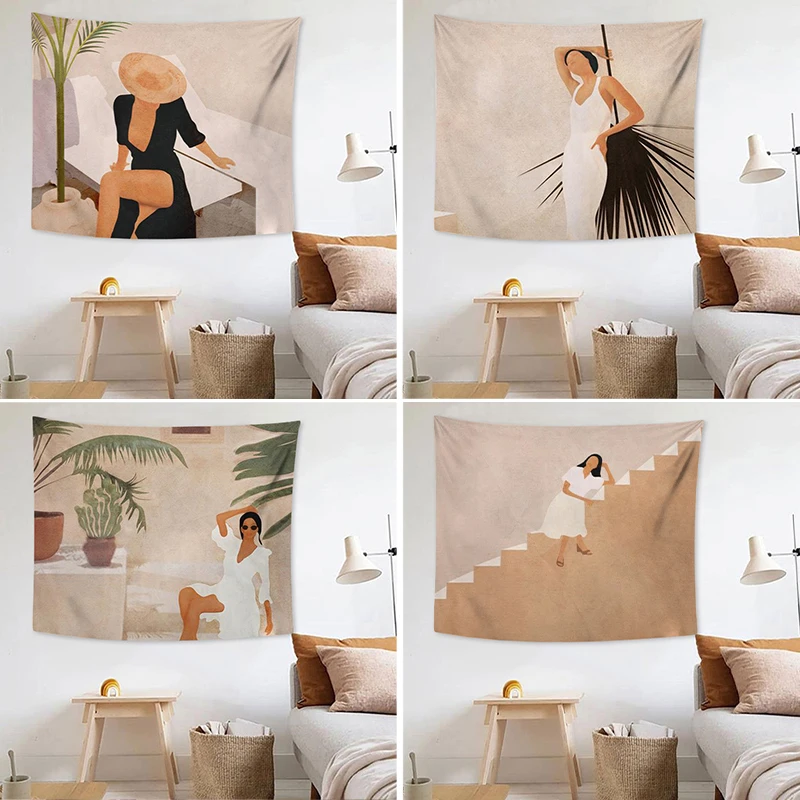 
Rainbow Fresh Wall Tapestry Abstract Painted Whale Sunset Mountain Forest Hippie Mandala Tapestry Landscape Wall Hanging Carpet 