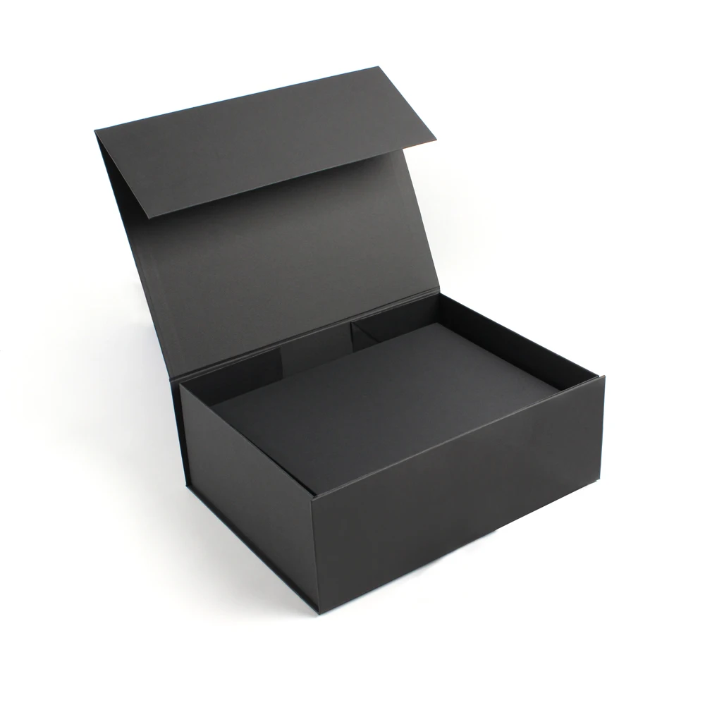 Manufacturer Custom Logo Large Black Foldable Magnetic Closure Cardboard Gift Paper Box For Clothes Shoes T shirts