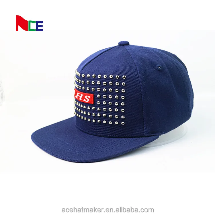Premium quality royal blue snapback cap,plastic buckle snapback hat ,fashion hip hop cap front panel with the rivet