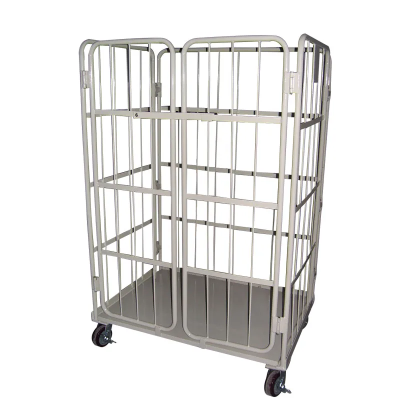 metal foldable warehouse logistic cage cart Galvanized pipe cart