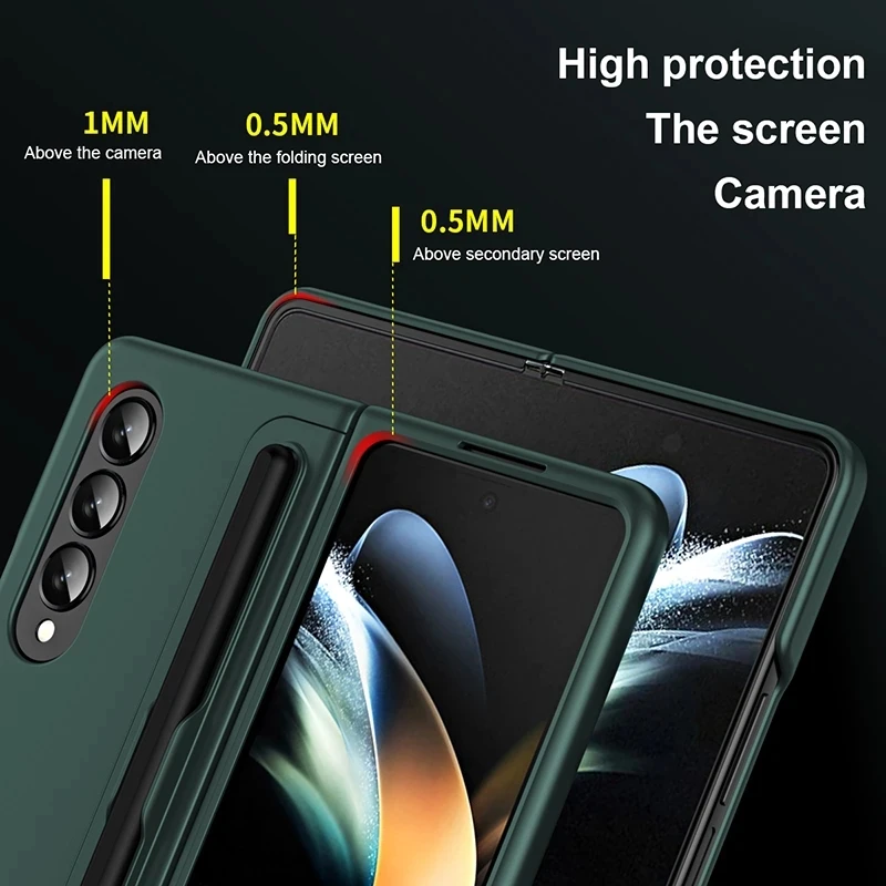 Fold 5 Standing Cover With S Pen For Samsung Galaxy Z Fold 4 3 5G Full Protect Back Cover Kickstand Flip Pen Slot Case