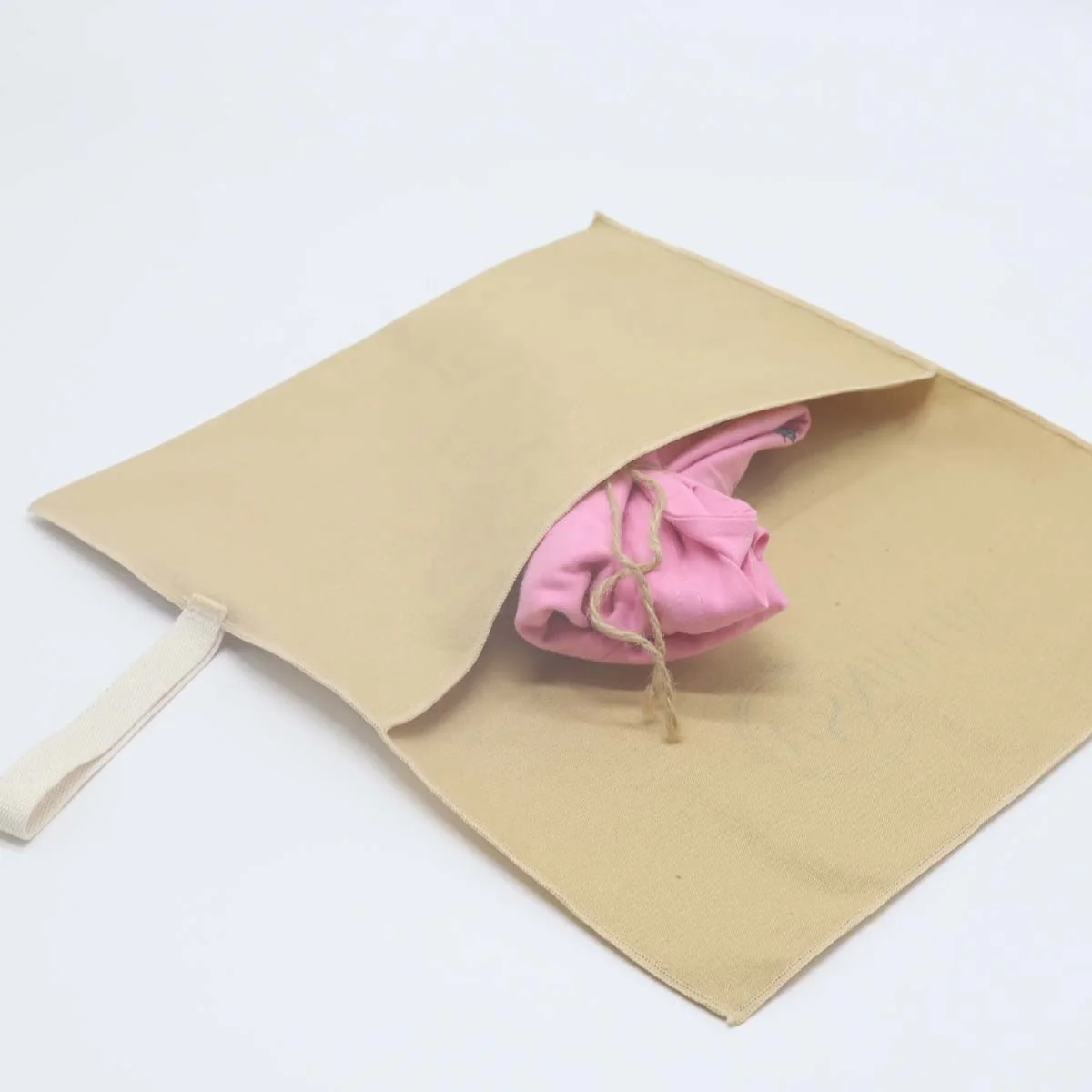 Custom White Logo Printed Canvas Envelope Dust Bag For Baby Wearing Packaging Handle Gift Cloth Velvet Envelope Pouch