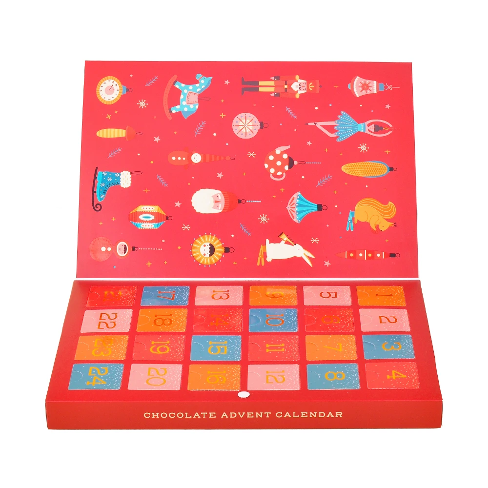 2022 best selling customized advent calendar cardboard box Toy Car Chocolate Date Unicorn Donuts Biscuit Wax Melts Cubes Box