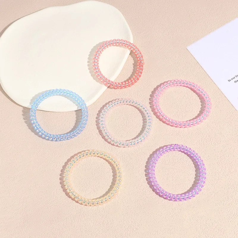 Mermaid Colorful Phone Cord Hair Ring Female Hair Rope Phantom Telephone Scrunchies Plastic Line Elastic Rubber Band Hair Tie