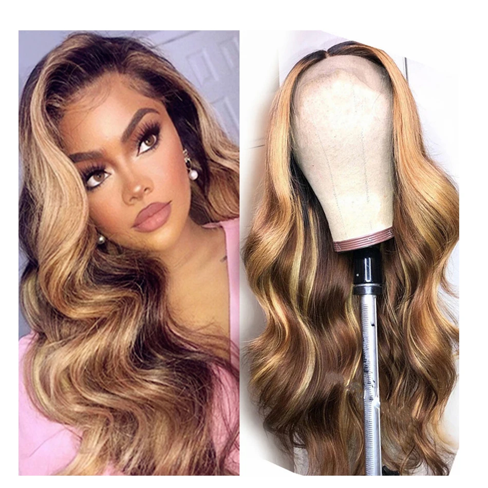 100% натуральные норковые бразильские человеческие волосы, парик с эффектом омбре, полноразмерные швейцарские кружевные парики с выровненными натуральными волосами с темными корнями
