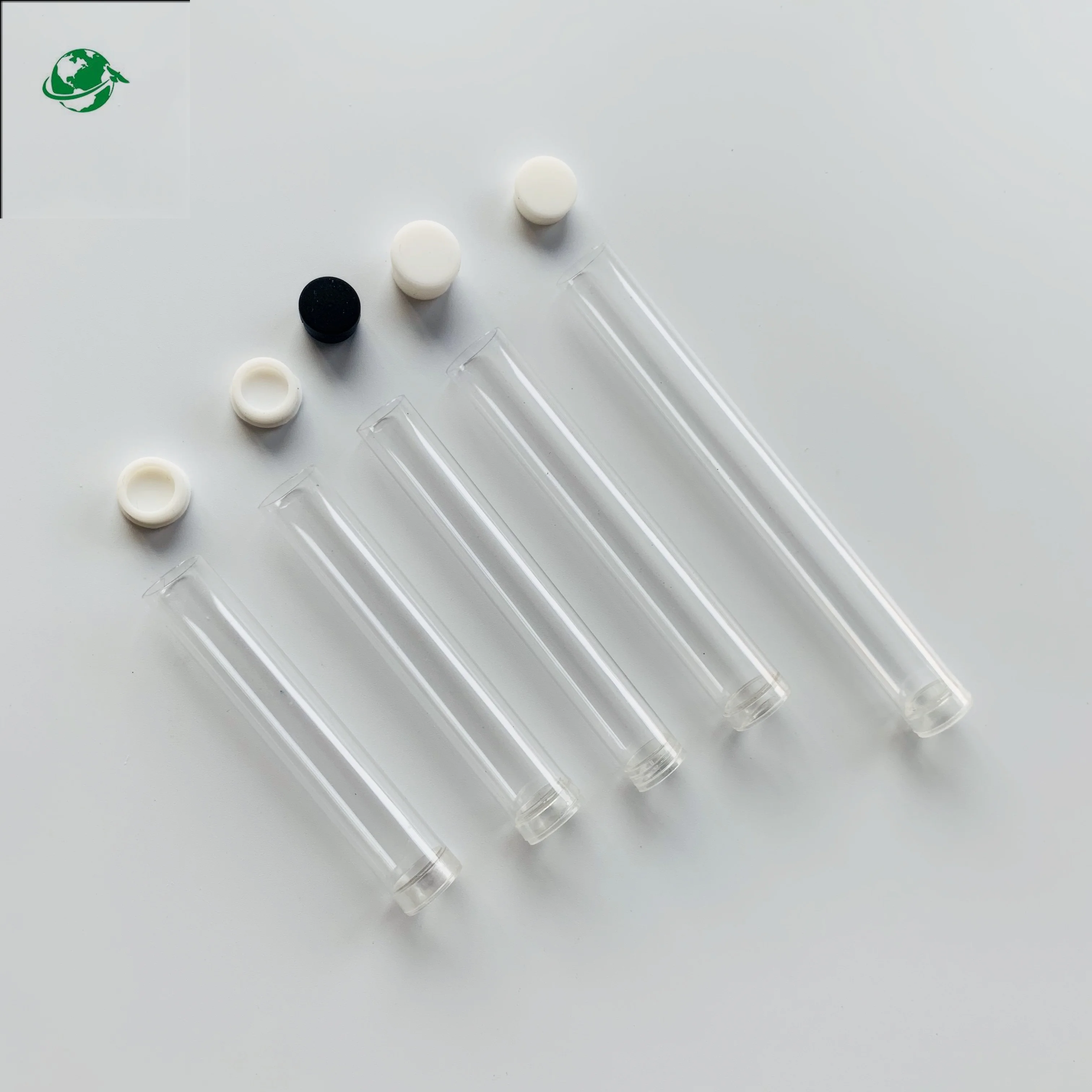 Custom 16 mm 18 mm plastic test tubes Testing cylinder shape with cork stopper for gifts packaging
