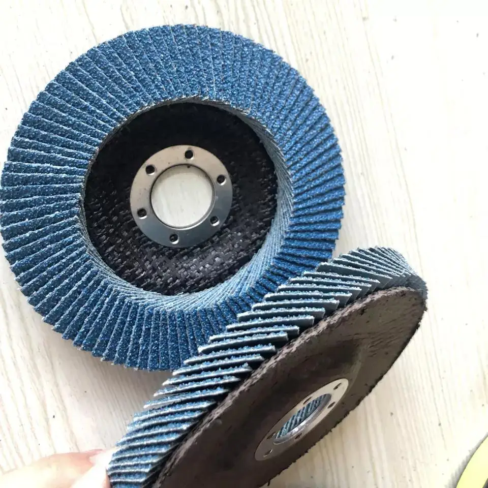 4.5 Inch115x22.2mm Premium high density blue abrasive tools mesh cover flexible flap disc grinding wheel