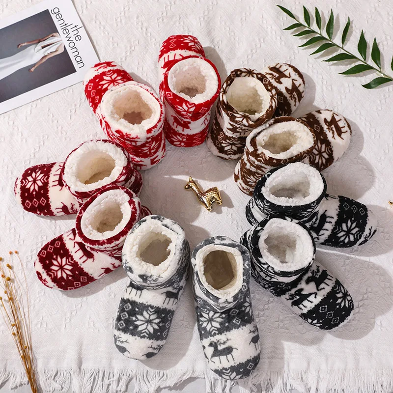 Winter Fur Slippers Women Warm House Slippers Plush Slides Christmas Cotton Indoor Home Floor Shoes