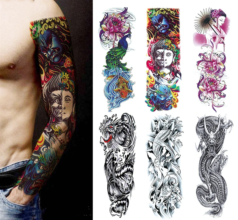 Black Dragon Tattoo Temporary Tattoo Sleeves Sticker Body Atr for Men