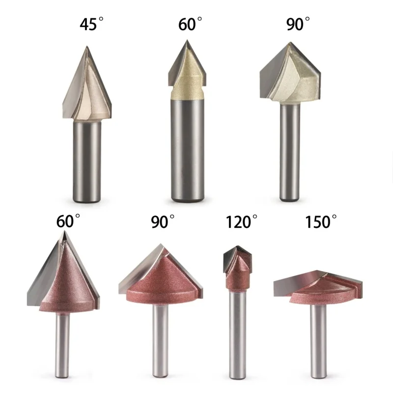 90 Degrees V-type Woodworking Milling Cutter Carbide CNC Router Bit V Groove for Wood MDF Cutting Slotting Engraving
