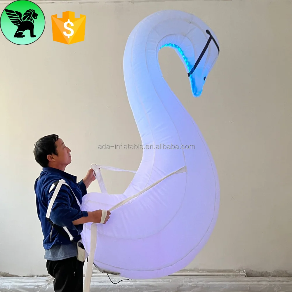Event Parade Inflatable Moving Swan Customized Decoration Animal Mascot for Festival Advertising A10584
