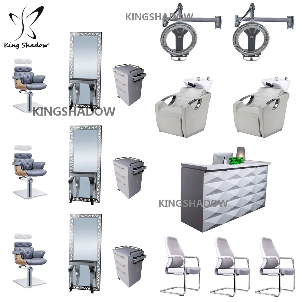 Modern salon furniture package barber shop mirror station shampoo chair metal hair salon chairs