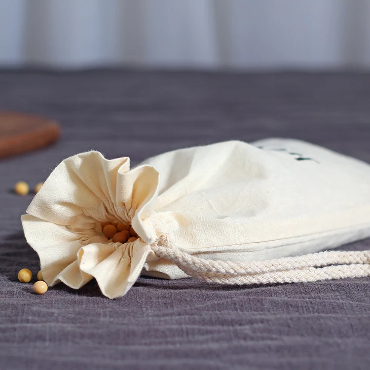 Custom Logo Printed Burlap Hessian Coffee Christmas Gift Drawstring Jute Gunny Pouch Brown Cotton String Jute Bag