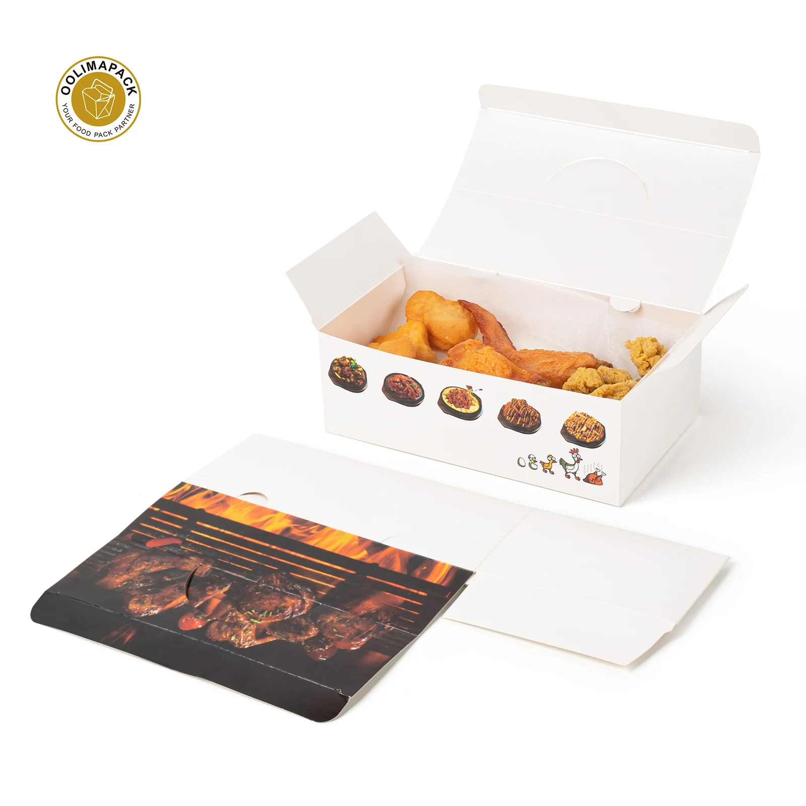 OOLIMA Eco Friendly Fries Fried Chicken Nuggets Carton Paper Snack Box