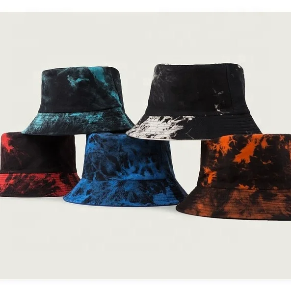 Bucket Hat Custom Embroidery Logo Fashion Cotton Unisex Blank Tie Dye Reversible Bucket Hats