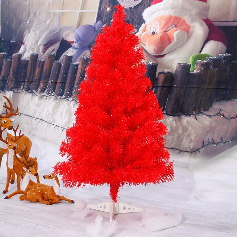 Sevenlots 60Cm Red Christmas Tree Christmas Day Decoration Supplies Small 90CM Red Christmas Tree