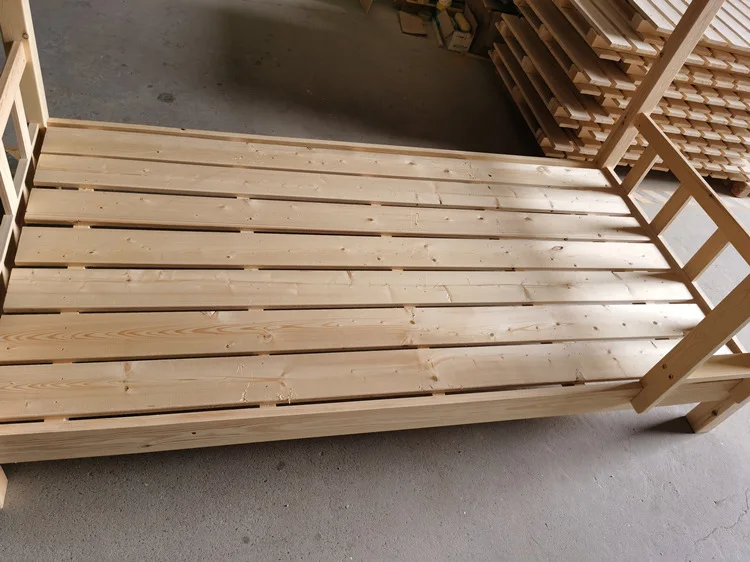 Twin/Twin Kids Furniture No Box Spring Solid Pine Wood Bunk Bed with Guardrails