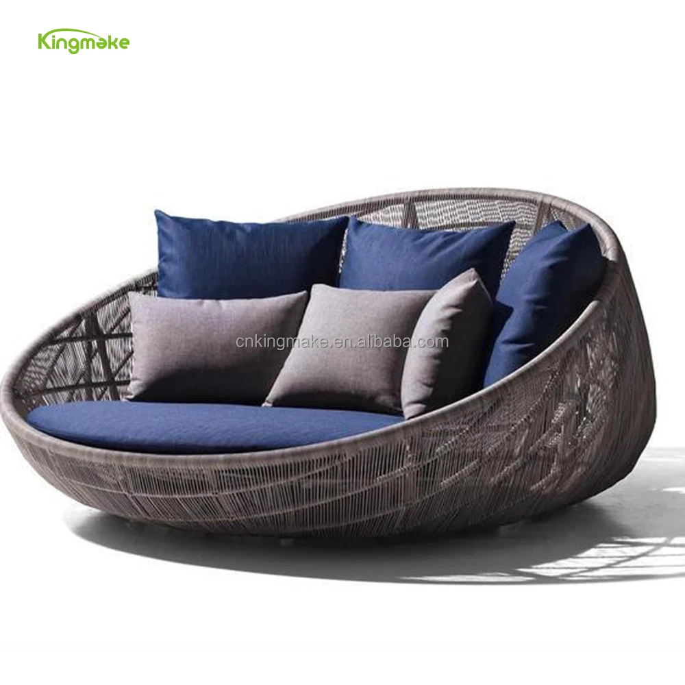 waterproof triangle shape rattan sunbed lounger used in hotel villa outdoor furniture sunbed