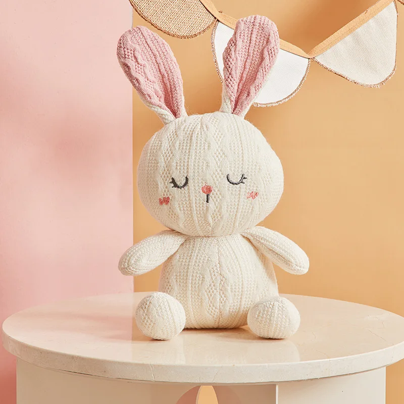 High Quality Super Soft knitting Bunny Stuffed Animal plush Toy Handmade Knit Doll