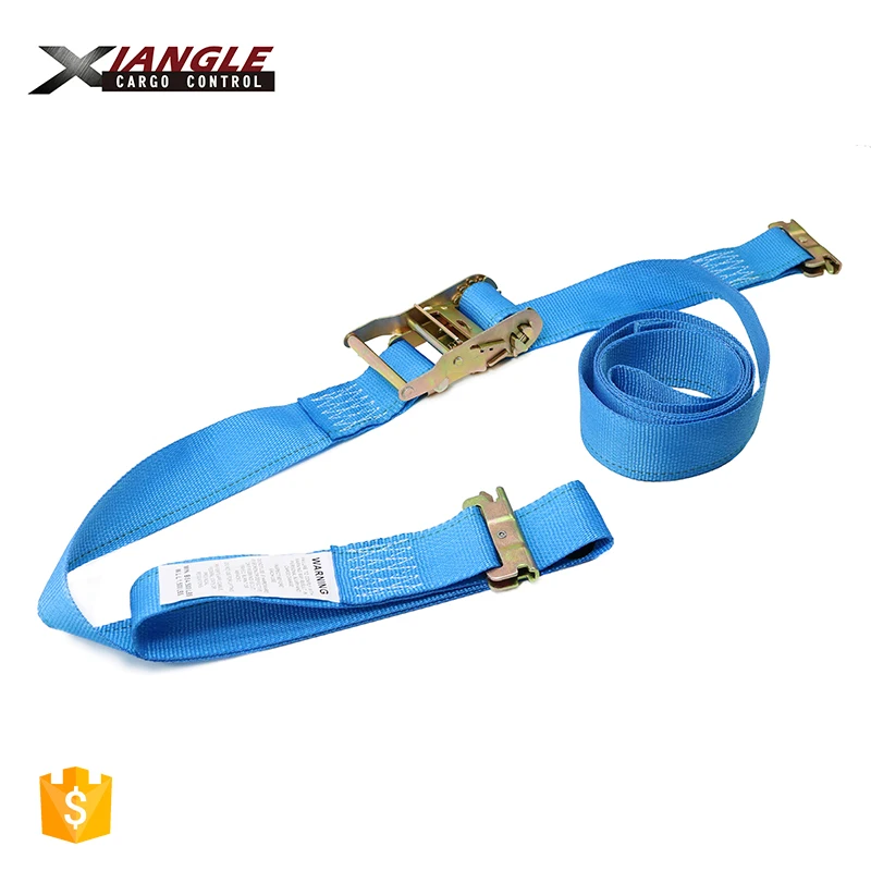 2 inch 4400lbs 50mm cargo control ratchet cargo lashing tie down strap belt for heavy trailer with E hook straps