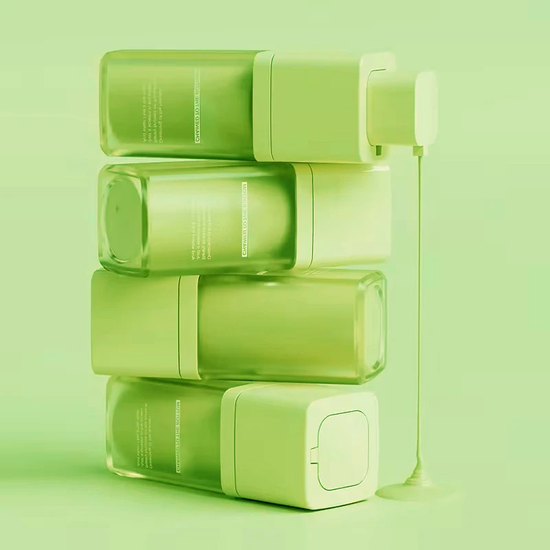 Wholesale Luxury Frosted Green PET Plastic Bottle Set Double Thick Wall Lotion Squeeze Bottle Oil Sprayer Bottle