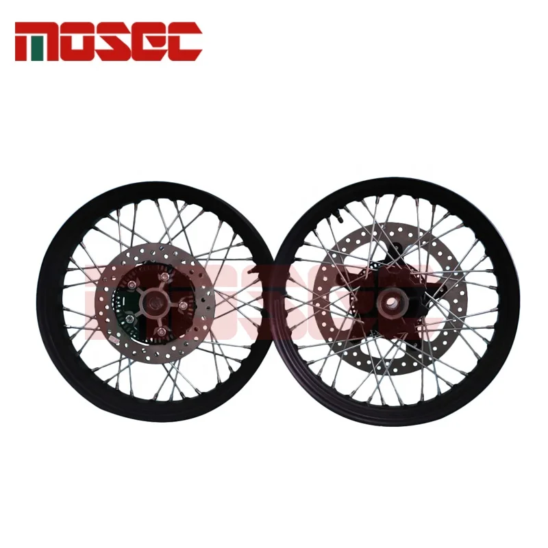 Motorcycle Street Bike MT 2.15 x 19 / 4.25 x 17 Inch Tubeless Spoke Wheels Rims With Disc Brake Wheel Hub And Brake Rotor