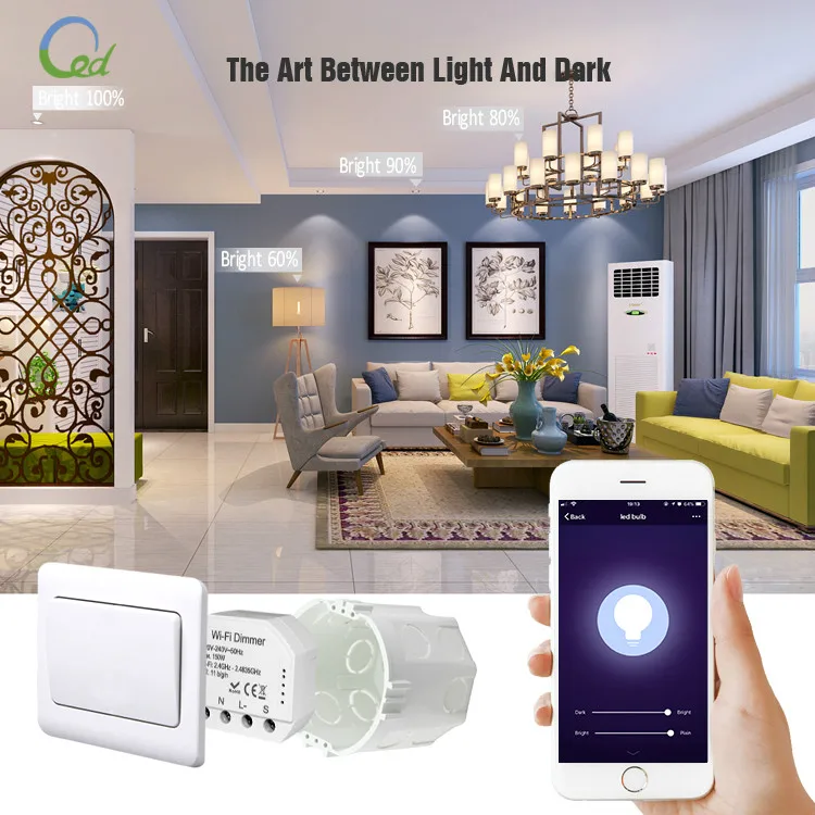triac dimmable led lamp wireless control tuya smart wifi led dimmer