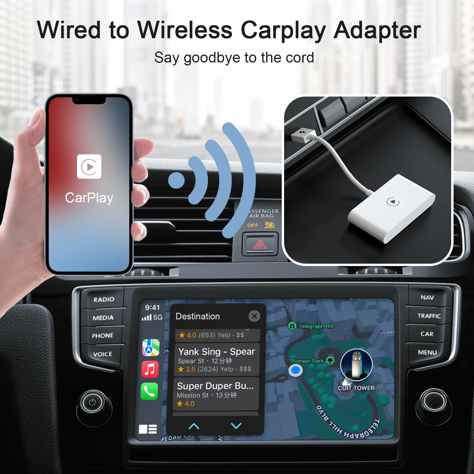 High Quality Portable Wireless Carplay Dongle for iPhones Wireless Carplay AI Box