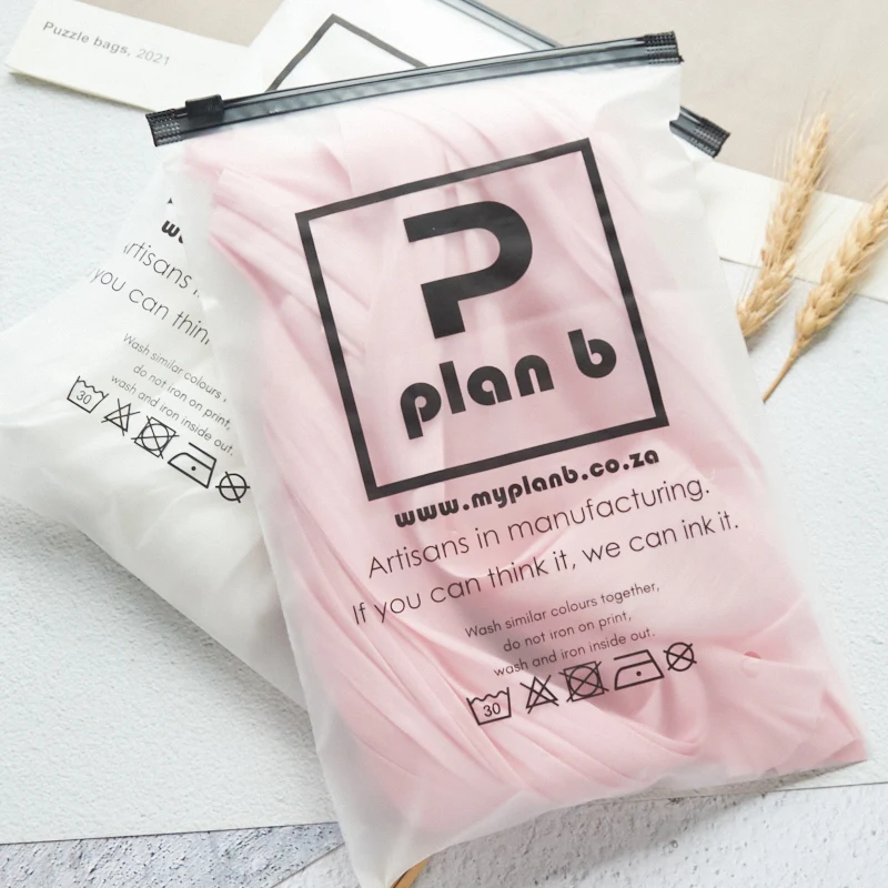 customized personality logo small mini transparent clear zipper plastic frosted zip lock packaging bag for cosmetics