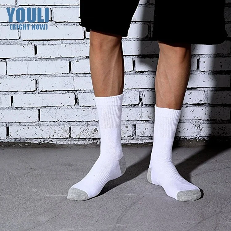 Cotton Athletic Mens Crew Socks White Black Socks Manufacturer Business Sports Socks Custom Logo Fashion Dress Knitted Crew High